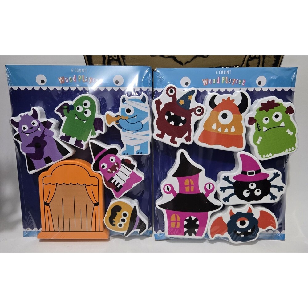 2 Pks Target Bullseye Playground Halloween Wood Figures Monster Band/ School New